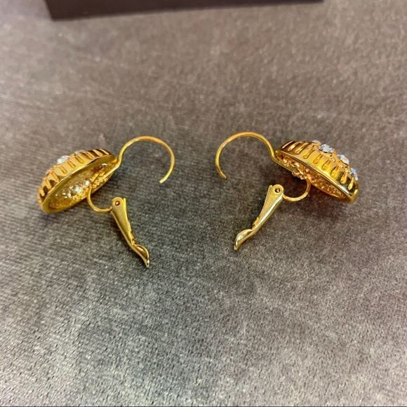 GOLD dangling rhinestone embellished earrings - Picture 5 of 8